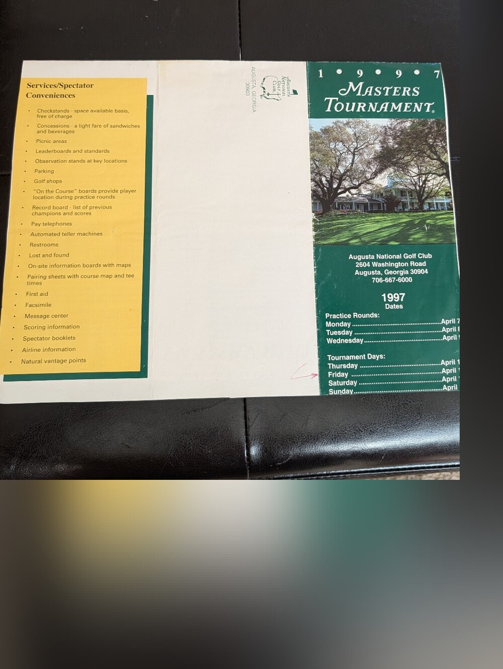 Masters Augusta Course Map, Pairings & Tournament Information 1997
